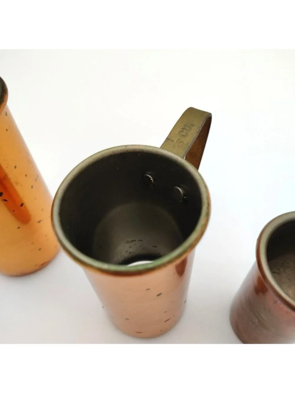 Measuring Cups Copper Tone Rustic Kitchen Vintage Utensil Set 3pc 1 1/2 1/4